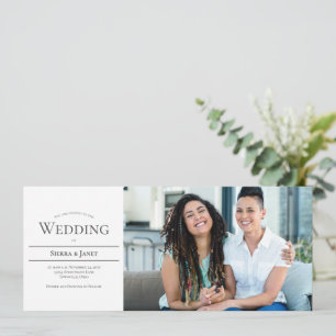 Minimalistische Typografie LGBTQ Foto Hochzeit Einladung