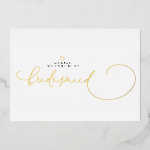 Minimalistische Typografie Moderne Bridesmaid-Init Folieneinladung