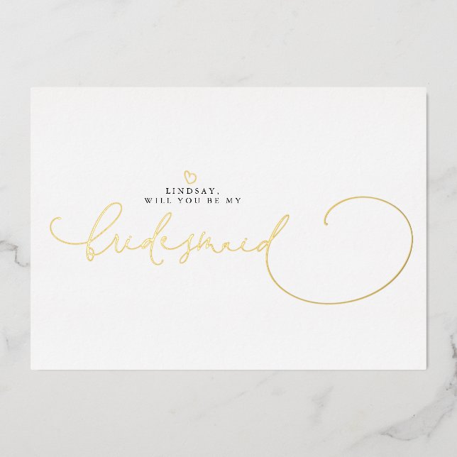 Minimalistische Typografie Moderne Bridesmaid-Init Folieneinladung (Vorderseite)