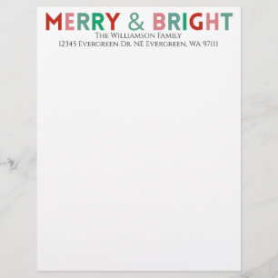 Minimalistische Typografie Moderne Merry & Bright  Briefbogen