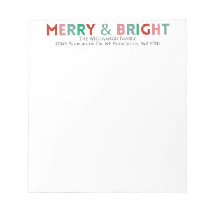 Minimalistische Typografie Moderne Merry & Bright Notizblock