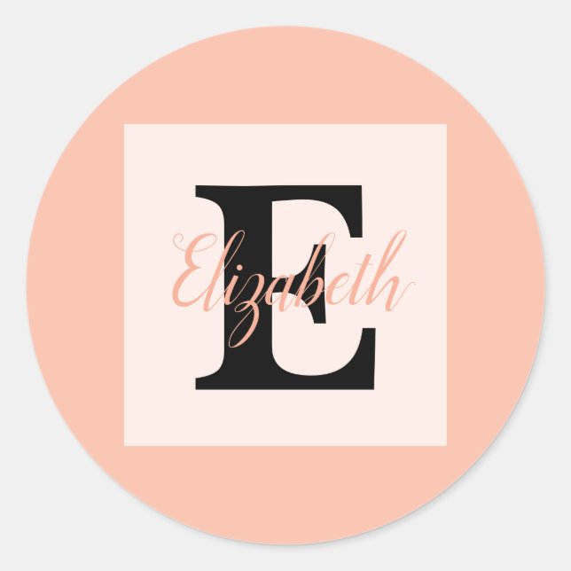 Minimalistische Typografie-Monogramm-Name  Runder Aufkleber (Vorderseite)