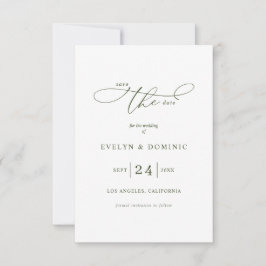Minimalistische Typografie Oliven Grün Hochzeit  Save The Date