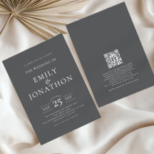 Minimalistische Typografie QR Code Wedding Gray