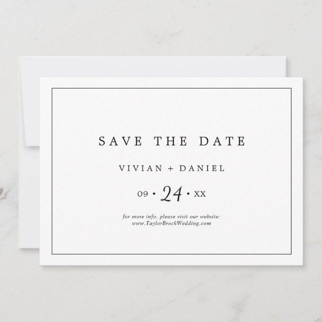 Minimalistische Typografie Save The Date (Vorderseite)