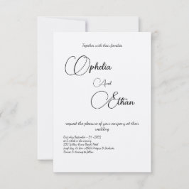 Minimalistische Typografie Schwarz-Weiß-Hochzeit Einladung