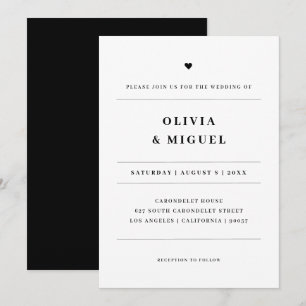 Minimalistische Typografie Schwarz-Weiß-Hochzeit Einladung