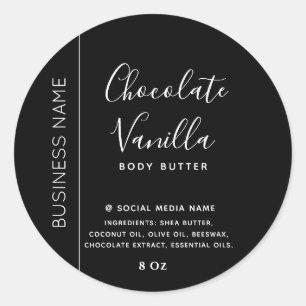 Minimalistische Typografie Schwarz-weißes Produkt Runder Aufkleber