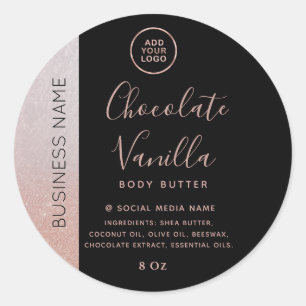 Minimalistische Typografie schwarzes Roségold-Logo Runder Aufkleber
