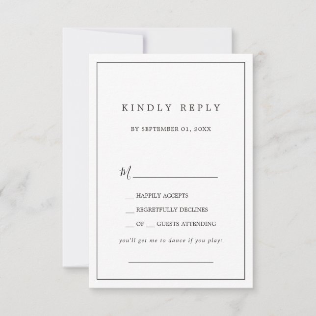 Minimalistische Typografie Song Request RSVP Card (Vorderseite)