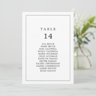 Minimalistische Typografie-Tischnummer-Sitzplan-Ka