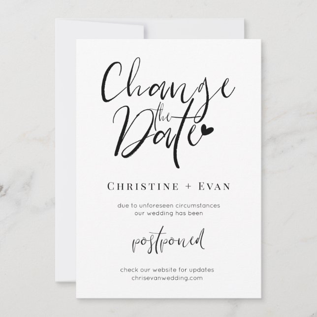 Minimalistische Typografie verändern das Hochzeitd Ankündigung (Vorderseite)