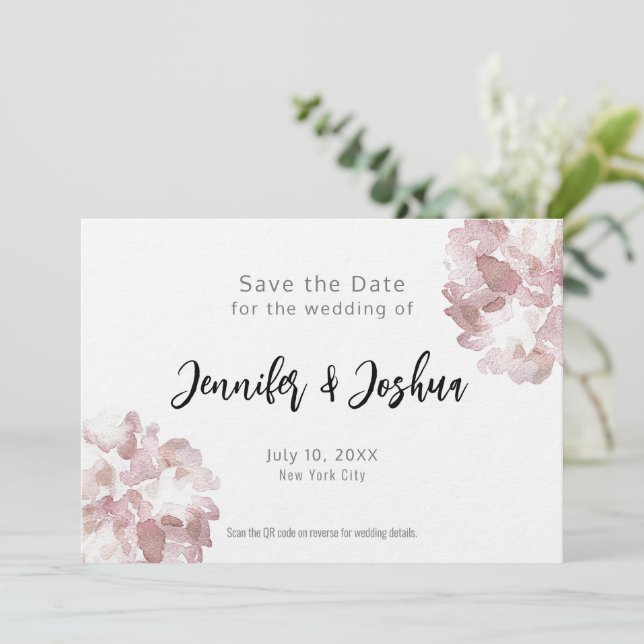Minimalistische Typografie Wasserfarbe Save the Da Date (Stehend Vorderseite)