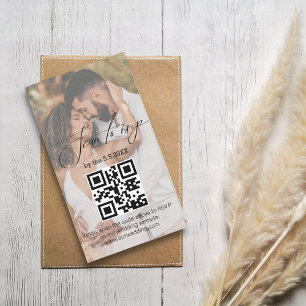 Minimalistische uAwg qr-Code Hochzeit Foto Paar Mitteilungskarte