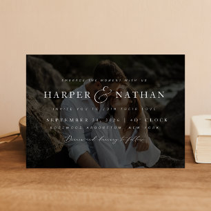 Minimalistische Überlagerung Foto QR-Code Hochzeit Einladung