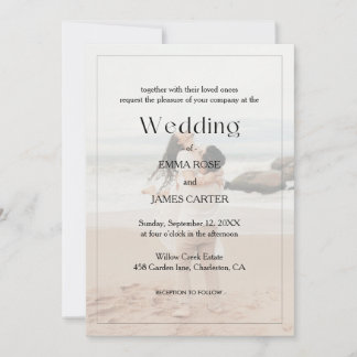Minimalistische Überlagerungs-Foto-Hochzeitseinlad Einladung