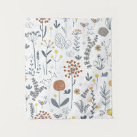 Minimalistische Umriss-Blumen-Moderne Wandteppich