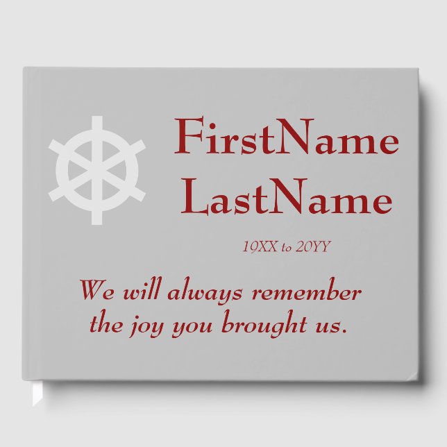 Minimalistische und einfache Begräbnisgalerie Gästebuch (Vorderseite)