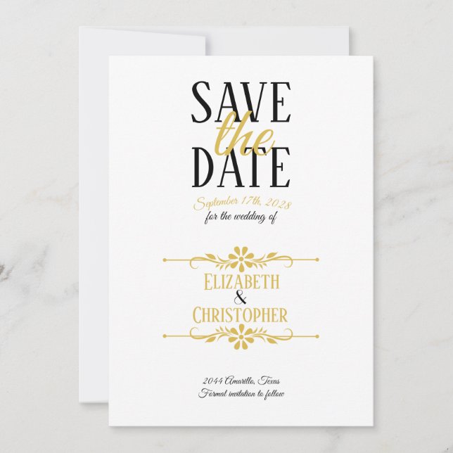 Minimalistische und klassische Hochzeit Save The Date (Vorderseite)
