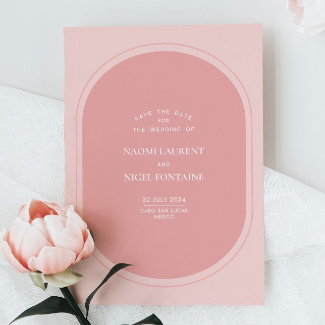 Minimalistische und moderne rosa Save the Date-Kar Einladung (Von Creator hochgeladen)