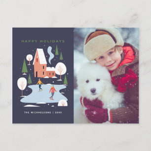 Minimalistische Urlaubsszene Feiertagspostkarte