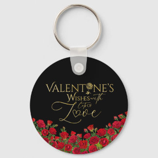 Minimalistische Valentins-Gold-Kalligrafie-Rosen Schlüsselanhänger