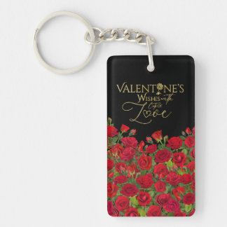 Minimalistische Valentins-Gold-Kalligrafie-Rosen Schlüsselanhänger