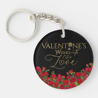 Minimalistische Valentins-Gold-Kalligrafie-Rosen Schlüsselanhänger