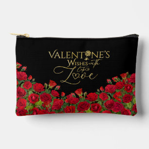 Minimalistische Valentins-Gold-Kalligrafie-Rosen Zubehörtasche