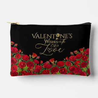 Minimalistische Valentins-Gold-Kalligrafie-Rosen Zubehörtasche