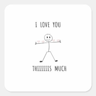 Minimalistische Valentinstag-Strichfigur Quadratischer Aufkleber