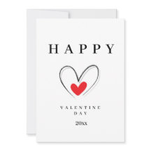 Minimalistische Valentinstagskarte mit handgezeich