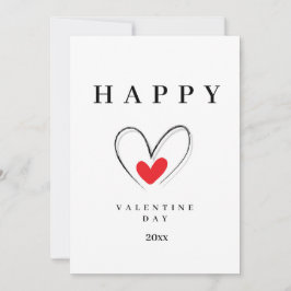 Minimalistische Valentintagskarte mit Hand Gezeich Feiertagskarte