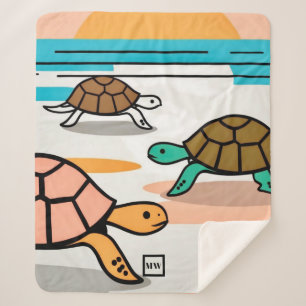 Minimalistische Vektorschildkröten auf Strandmonog Sherpadecke