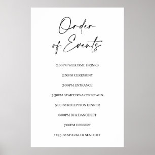 Minimalistische Veranstaltungsreihenfolge Hochzeit Poster