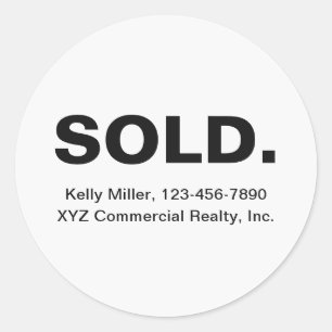 Minimalistische VERKAUFT Immobilien Realtor-Mark Runder Aufkleber