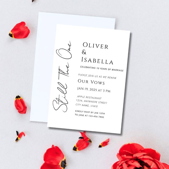 Minimalistische Verlängerung des Versprechens 10.  Einladung (still the one vow renewal wedding anniversary invitation for 25th wedding or 50th wedding or 5th )