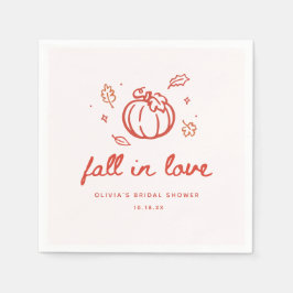 Minimalistische "Verliebe dich" Herbst-Brautparty Serviette