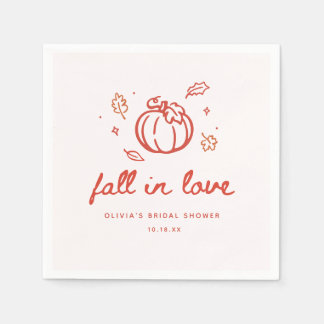 Minimalistische "Verliebe dich" Herbst-Brautparty Serviette