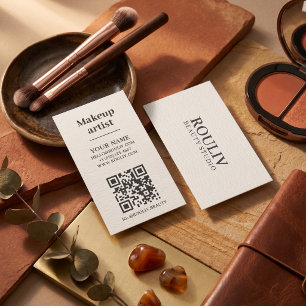 Minimalistische vertikale QR-Code Erdtöne Schö Visitenkarte