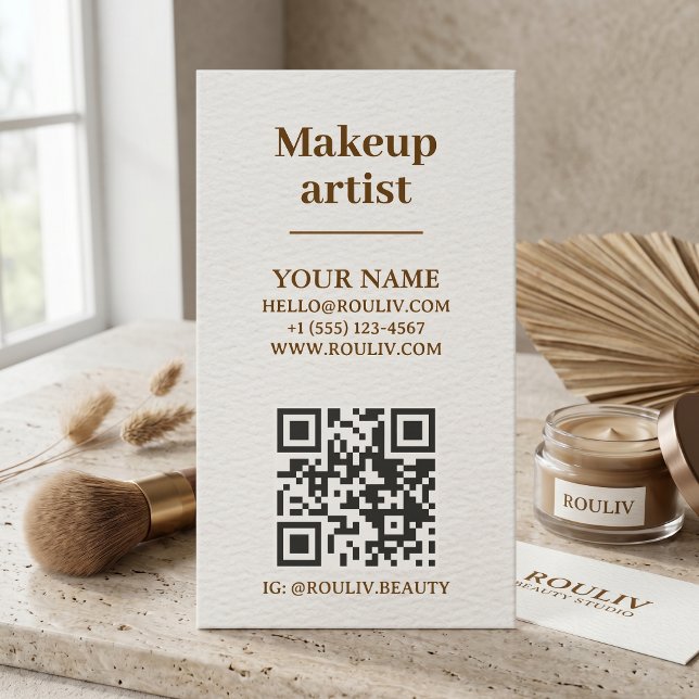 Minimalistische vertikale QR-Code | Erdtöne | Schö Visitenkarte (Minimalist Vertical QR Code | Earth Tone | Beauty Pro Branding
)