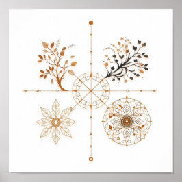 Minimalistische Vertretung der vier Jahreszeiten Poster