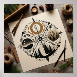 Minimalistische Vertretung der vier Jahreszeiten Poster