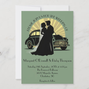 Minimalistische Vintage-Art-Deco-Hochzeitseinladun Einladung