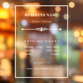 Minimalistische Vintage Geschäftszeiten Fensteraufkleber