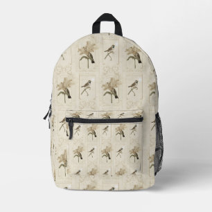 Minimalistische Vintage-Lilie Vogel Elegant Antik Bedruckter Rucksack