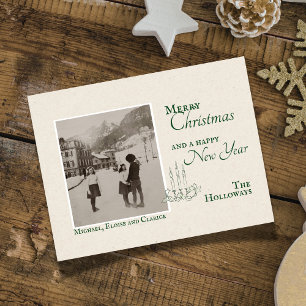 Minimalistische Vintage-Weihnachtsfamilienfoto Feiertagspostkarte