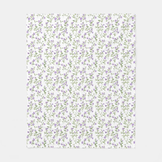 Minimalistische violette Blumen Fleecedecke (Vorderseite)