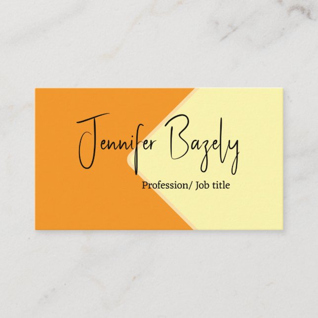 Minimalistische Visitenkarte für Senfgelb und Crem (Vorderseite)