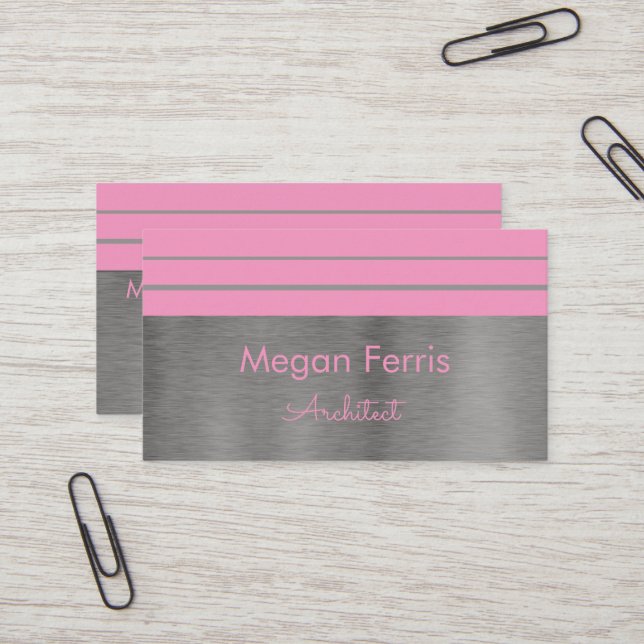 Minimalistische Visitenkarte für Silber und Rosa (Vorderseite/Rückseite Beispiel)